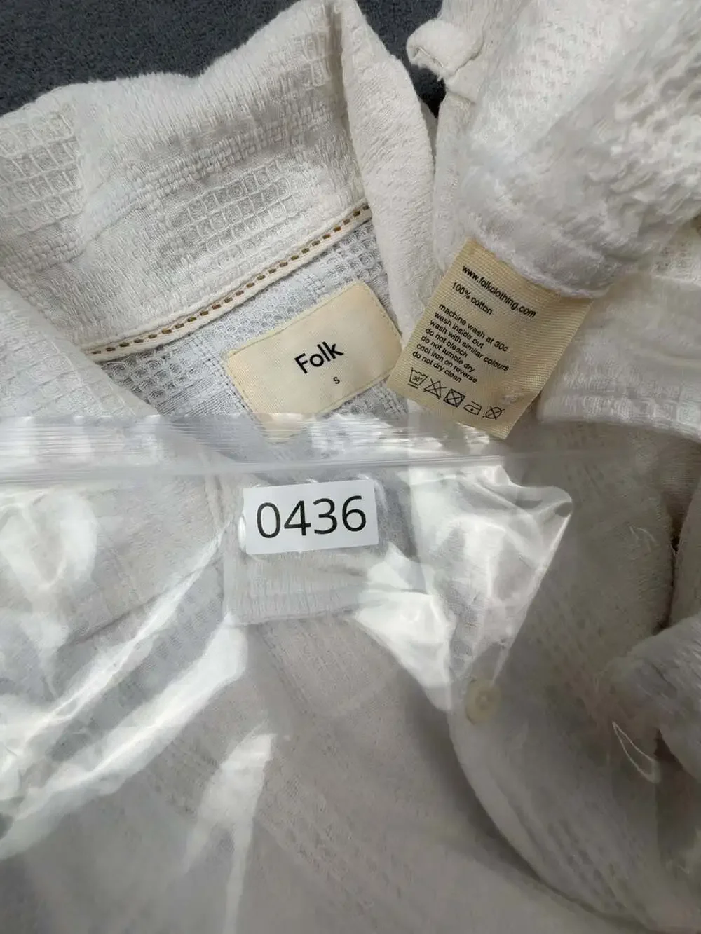 Folk Clothing White Waffle Textured Short Sleeve Camp Collar Shirt